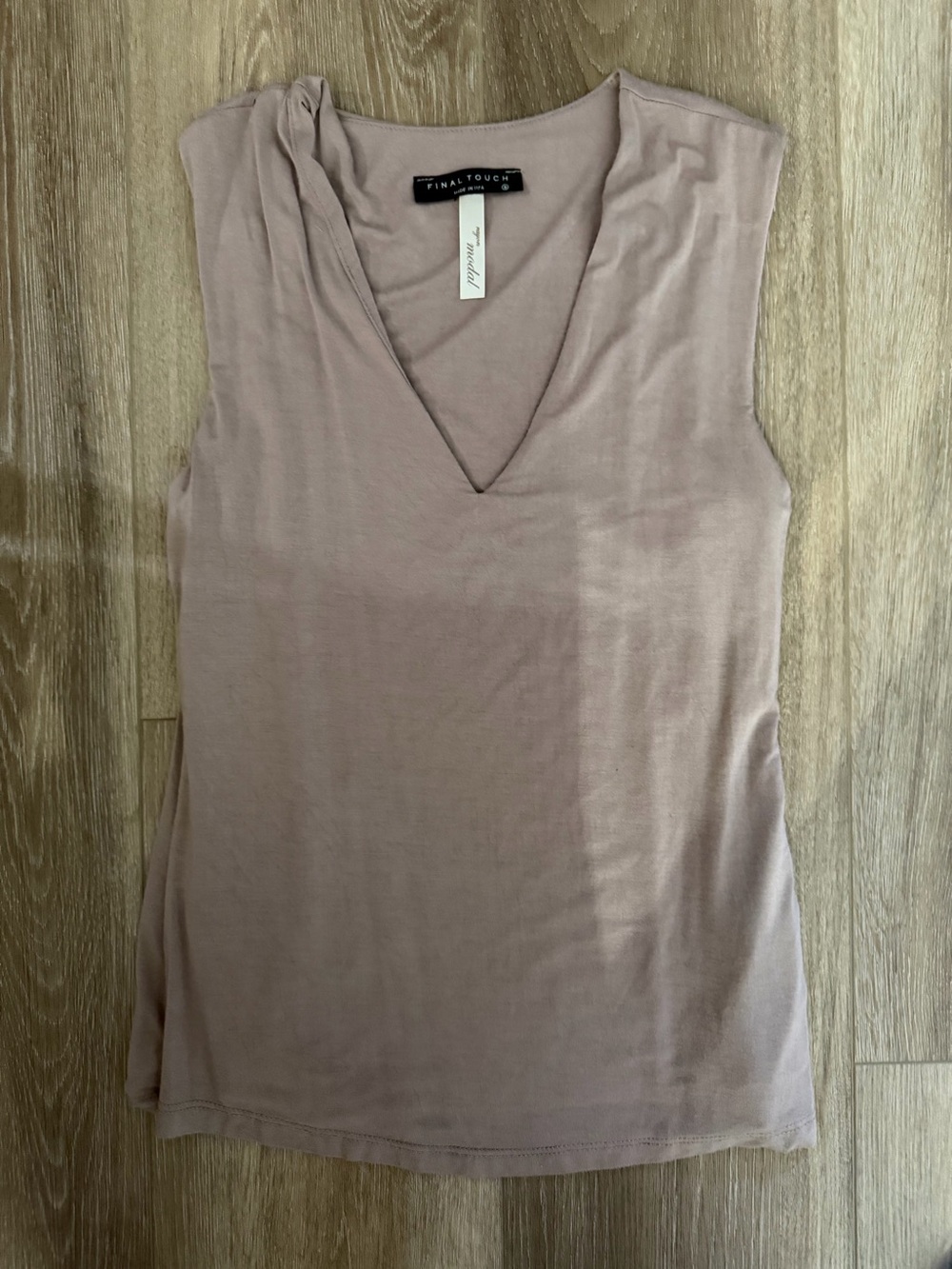 Final Touch Sleeveless V-Neck Tank Top in Dusty Mauve